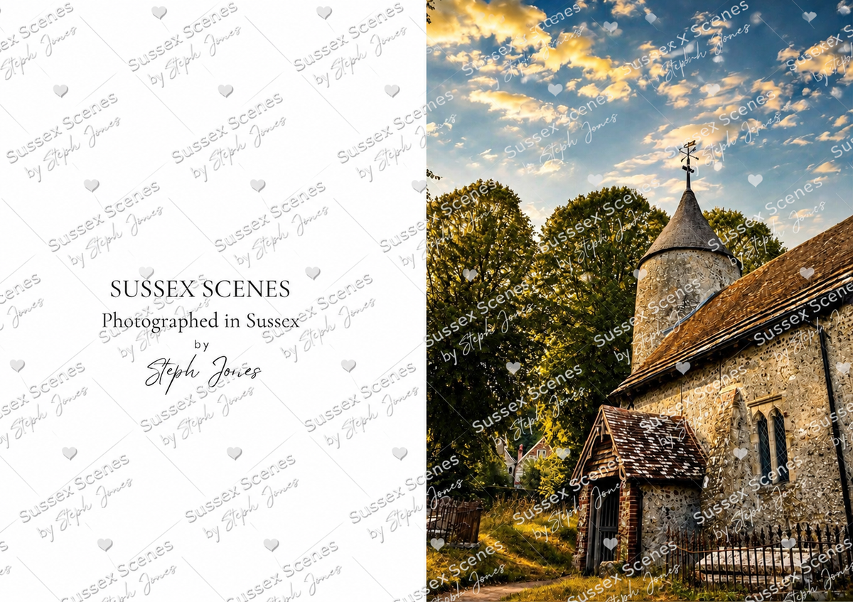 Sussex Scenes Village Church at Golden Hour Greeting Card