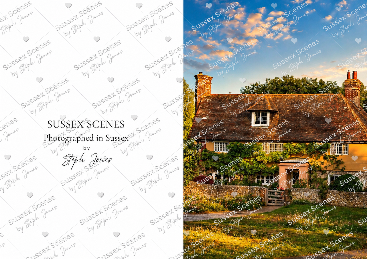 Sussex Scenes Golden Hour Cottage Greeting Card
